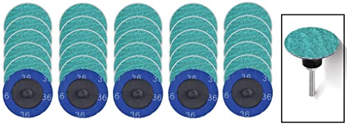 3 inch Abrasives Quick Change Green Zirconia Sanding Discs with Male R-Type Backing for Surface Finish Grind Polish Burr Rust Paint Removal Use with Die Grinder - Pack of 30
