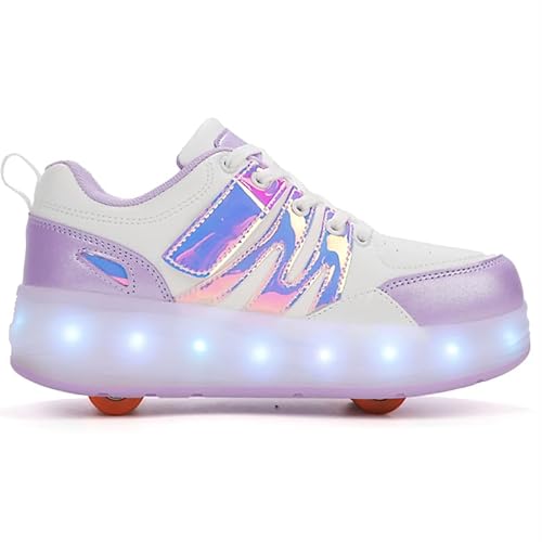 Ceieoe Kids Roller Shoes - Upgraded 4 Wheels 16 Led Colorful Model Rechargeable Boys Girls Sneaker Retractable Skateboarding Wheels Shoes For Beginner More Balanced Party Birthday Christmas Best Gift thumb #2