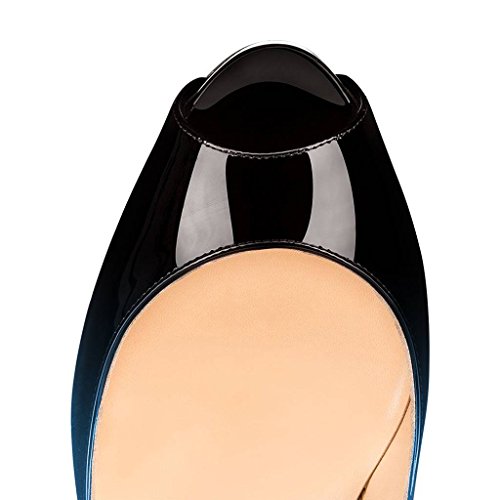 FSJ Women Graceful Peep Toe Pumps High Heels with Platform Slip On Party Prom Shoes Size 4-15 US4