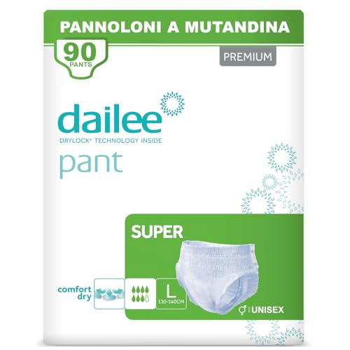 Dailee Pants Super L - 90x Pannoloni per Anziani a Mutandina - 6 Confezioni da 15 Pannoloni per Adulti Mutanda - Pants Incontinenza Donna e Uomo - Pacco Scorta