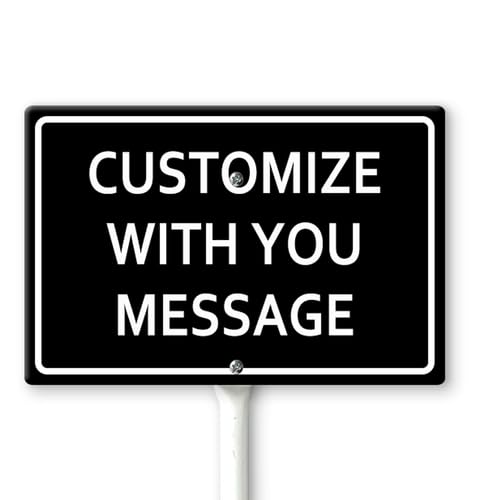 Horienteeon Add Your Own Message-Customizable Yard Sign with Stake 30cm×20cm, Customizable Blank Yard Sign, Sturdy Aluminum Custom Signs Rust Free, Statement Plaque for Outdoor Use (Black)