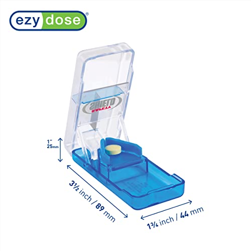 Image of EZY DOSE Ezy Dose Pill Cutter with Safety Shield │Safely Cut Pills and Vitamins │Pill Splitter, Colors May Vary (Pack of 2)
