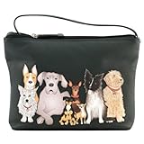 Mala, bolso bandolera Kennel Crew Dog Appliqué de piel auténtica, correa ajustable, bolsillos con cremallera, bolsa para el polvo, gris, 23 x 18 x 5 cm