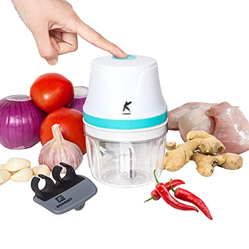 KONNEKT QuickBlend Mini Food Processor - 350ML BPA-FREE Bowl and Finger Peeler | Wireless and Electric Blender | Perfect for chopping Garlic, Onions, Meat and Baby Food | USB Charging (Mint Green)
