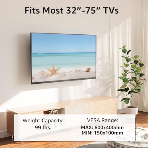 Image of MOUNTUP Corner TV Wall Mount for Most 42-75 Inch TVs with 32 inch Long Extension, Long Arm TV Mount, Full Motion TVs Mount Swivel Articulating Mounts, MAX VESA 600x400mm, Holds up to 99 lbs