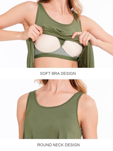 Image of Rosyline Tank Top for Women with Built in Bra Flowy Swing Undershirt Tank Tops S-4XL