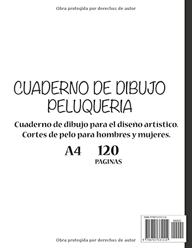 Miniatura 2 de CUADERNO DE DIBUJO PELUQUERIA - Cuaderno de dibujo para el diseño artístico - Cortes de pelo para hombres y mujeres - 120 paginas - A4 (Spanish
