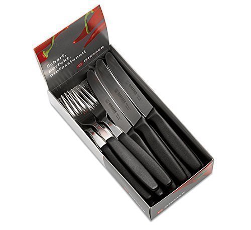 Giesser Messer Pizza Set Spezial 20-Teilig 9878 sp, Rostfrei, 10x Pizzamesser 11cm Klinge mit Wellenschliff, 10 x Steakgabel Spezial