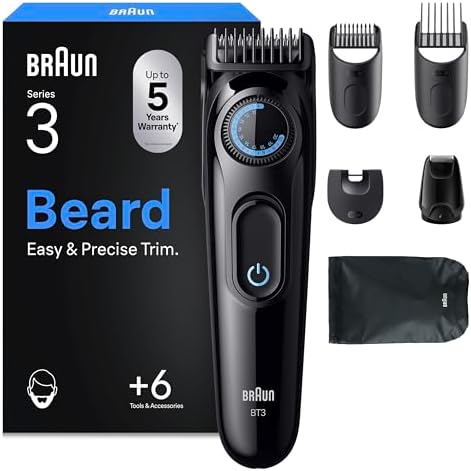 Braun BT3565 Series 3 Beard Trimmer, Rechargeable Barber, +6 Shav...