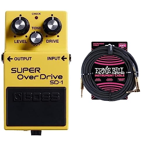 Boss SD-1 Overdrive Pedal & Braided 10ft Instrument Cable
