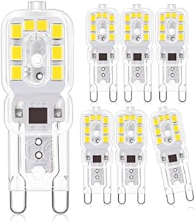 Jaenmsa G9 LED Bulb, 3W Cool White 6000K 360LM Light Bulb, Equal to 25W 28W Halogen Bulbs, G9 Base Small Light Bulb, 220V-240V, No Flicker, 360° Beam Angle, Non Dimmable for Ceiling Lighting 6 Pack
