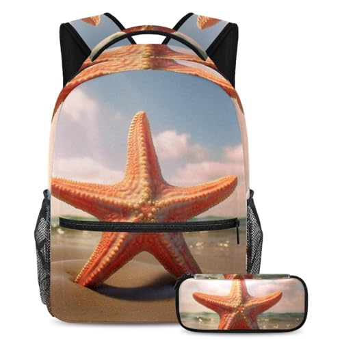 Cartable Ocean Coast Starflsh Skyline grand sac à dos scolaire avec trousse