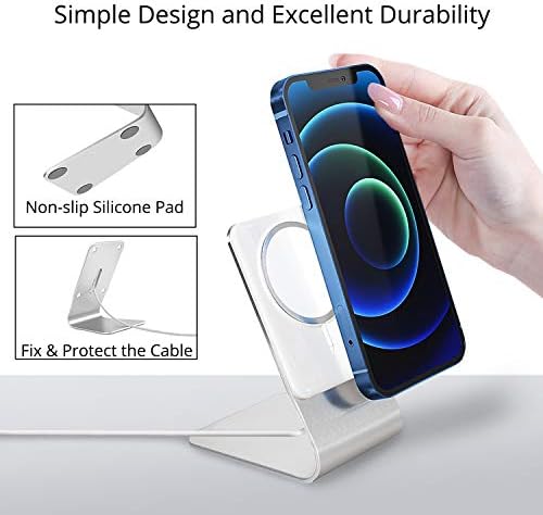 Stand for MagSafe Charger, FULAIM Aluminum MagSafe Desktop Stand Holder Dock, Compatible with MagSafe Charger for iPhone 14/13/12, 14/13/12 Pro, 14/13/12 Pro Max, 13/12 Mini (Not Included MagSafe)