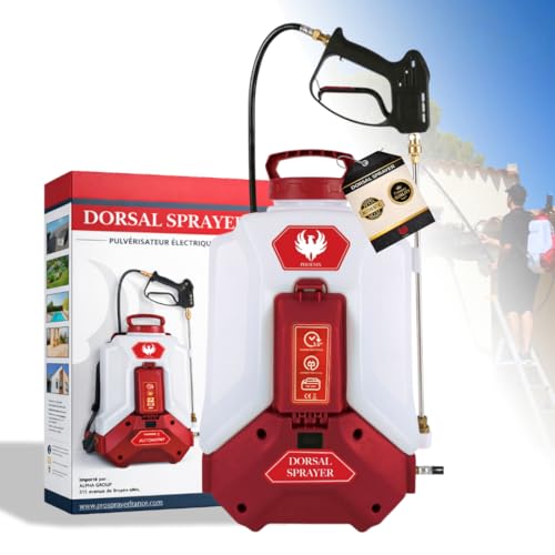 Phoenix Dorsal Sprayer+ Elektrischer Drucksprüher 16L | Lithium-Batterie 18V 4Ah | 3h Laufzeit | Sprühweite bis 10m | Professioneller Rucksack-Drucksprüher | Gartenspritze & Unkrautspritze