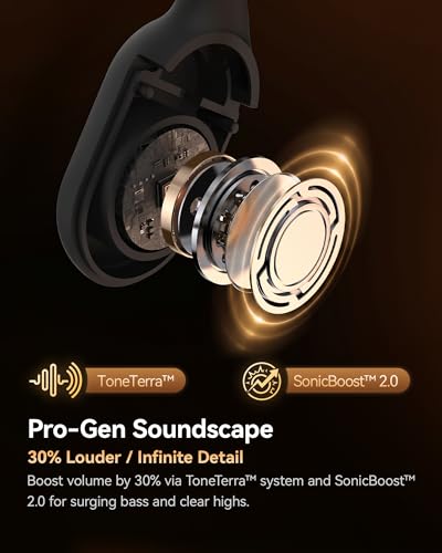 Image of Gen 2 Open Ear Headphones - True Bone Conduction Wireless Earphones, Bluetooth 6.0, Tuned for Audio, Fit for Running, Yoga, Up to 60H Playtime with Case, IP68