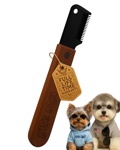 Stripping Knife for Dogs – Gentle Hand Stripping & Carding Knife for Terriers & Double-Coated Breeds, Solid Sapele Hardwood & Black Oxide Stainless Steel, Easy to Clean,Dog Grooming Tool(Left-Handed)