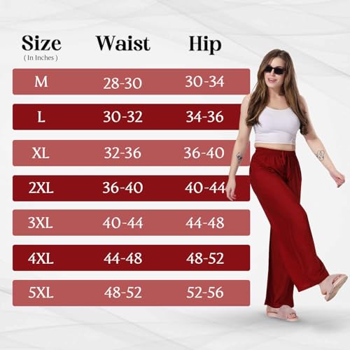 Image of TRASA Women's and Girls Cotton Reyon Regular Fit Palazzo Pants - Available Size - L, XL, 2XL, 3XL