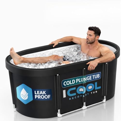 Upgraded Cold Ice Bath Tub for Athletes Wellness, 130 Gal XL Large Collapsible & Inflatable Cold...
