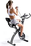 Exercise Bike Folding Magnetic Upright Exercise Bike w/Pulse Sensor/LCD Monitor Indoor Cycling Bike Stationary Bike Recumbent Exercise Bike with Arm Resistance Bands, Perfect for Home Use