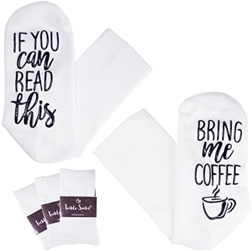 Tickle Socks (3 Pack) - If You Can Read This Bring Me A Glass Of Wine. Available in Coffee - Full Length Bamboo Crew Socks