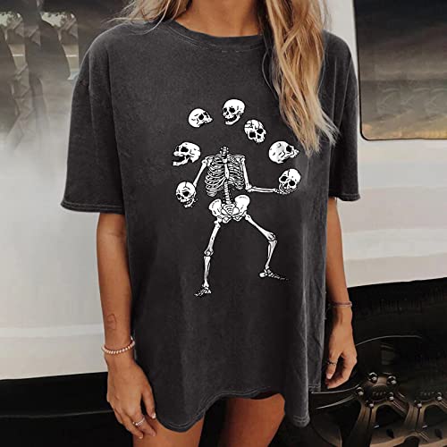 Image of Summer Y2k Tops for Womens, Casual Vintage Short Sleeve T-Shirt, Girls Oversize Loose Round Neck Elastic Tee