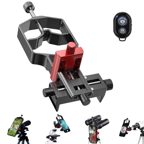 3-Axis Digiscoping Spotting Scope Phone Adapter - Universal Fine Tuning Metal Smartphone Holder Mount for Spotting Scope Monocular Binocular Microscope/Aligns Cell Phone Camera