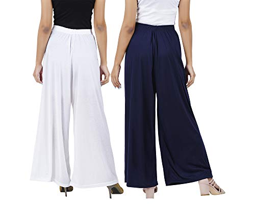 Image of Buy That Trendz Palazzo Pants for Women Cotton Rayon Elasticated Regular Fit Flared Wide Leg M to 6XL Pack of 2