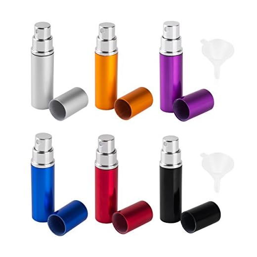 DE 6pcs 5ml Portable Mini Refillable Perfume Scent Aftershave Atomizer Empty Spray Bottle with 2 Funnel Filler for Travel Purse