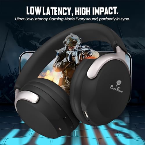 Image of PunnkFunnk Wireless Over-Ear Bluetooth Headphones - Deep Bass, Noise Isolation, Soft Cushioned Earcups, Foldable Lightweight Design, HD Mic for Gaming, Music & Calls (Black)