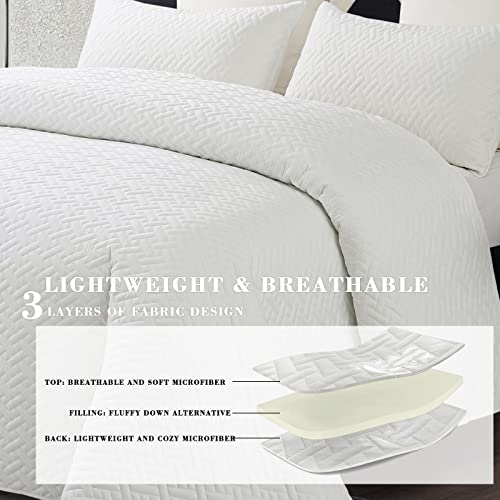 Exclusivo Mezcla 3-Piece King Size Quilt Set With Pillow Shams, Basket Quilted Bedspread/Coverlet/Bed Cover(96X104 Inches, White) -Soft, Lightweight And Reversible #TOP2