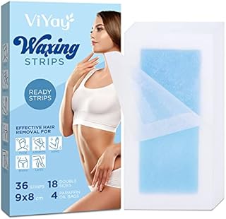 ViYay Body Wax Strips for Hair Removal, 36 + Extra 4 Counts, 7.1” x 3.5” Large Waxing Strips Remove Unwanted Hair from Facial, Arms, Underarms, Legs, Eyebrow and Bikini Line, Wax Hair Removal Strips, Trimmable At Home Wax Kit for Women, Made in Spain