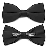tiemart Men's Pre-Tied Clip-On Bow Tie (Black)