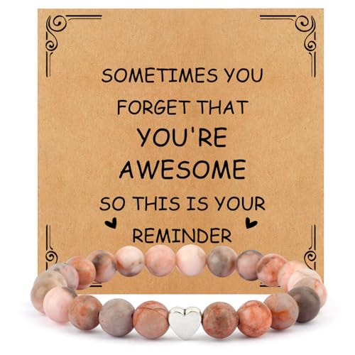 Inspirational Gifts for Her Women Natural Stone Beaded Bracelet Birthday Friendship Gifts Trendy Stuff for Easter Mothers Day Thanksgiving Thank You Teacher