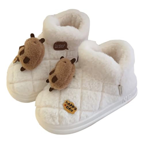 Capybara Slippers Cute Fuzzy Warm Plush Winter Shoes, Cozy Indoor Outdoor House Sandals Bedroom Comfortable Wear Soft Cloud Slides Faux Fur Furry Lightweithg Anti-Skid Funny Grips Platform Slippers3