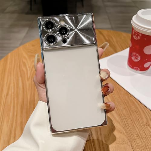 Étui de téléphone plaqué argent avec protecteur objectif luxe pour iPhone 14 Pro Max