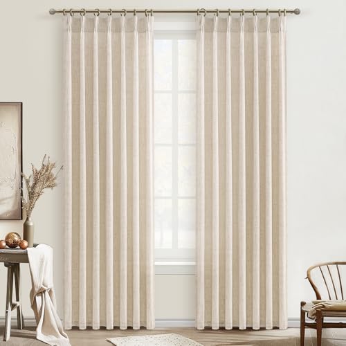 Pinch Pleat Semi Sheer Curtains 84 Inches Long for Bedroom,Elegant