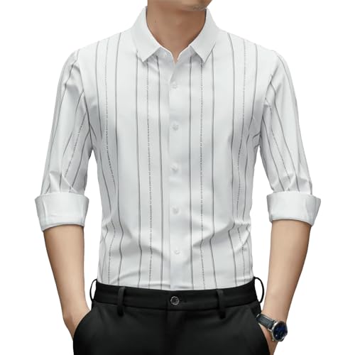 Camisa de manga larga de rayas hombre OAKVERVE slim fit casual