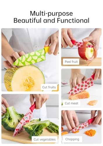 Image of LISHER Printed Stainless Steel Kitchen Knife Set with Non-Slip Handle, Antibacterial Multi Color-Printed Non-Stick Coating, Paring Knife (Pack of 2)