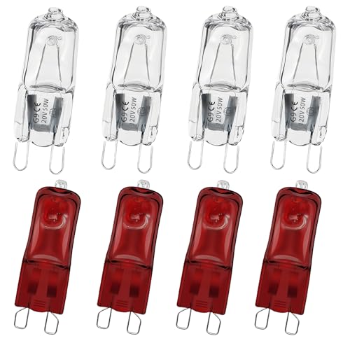 Mtuiewo 8 PCS G9 Halogen Bulb Mini Halogen Bulb 50W Reptile Heat Lamp for Bearded Dragon Gecko Turtle Lizard