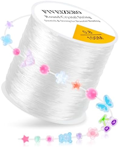 1 Rolls FIVEIZERO Elastic Bracelets String Cord,0.8 Round Crystal Elastic String for Bracelets Necklace Beading & Jewelry Mak