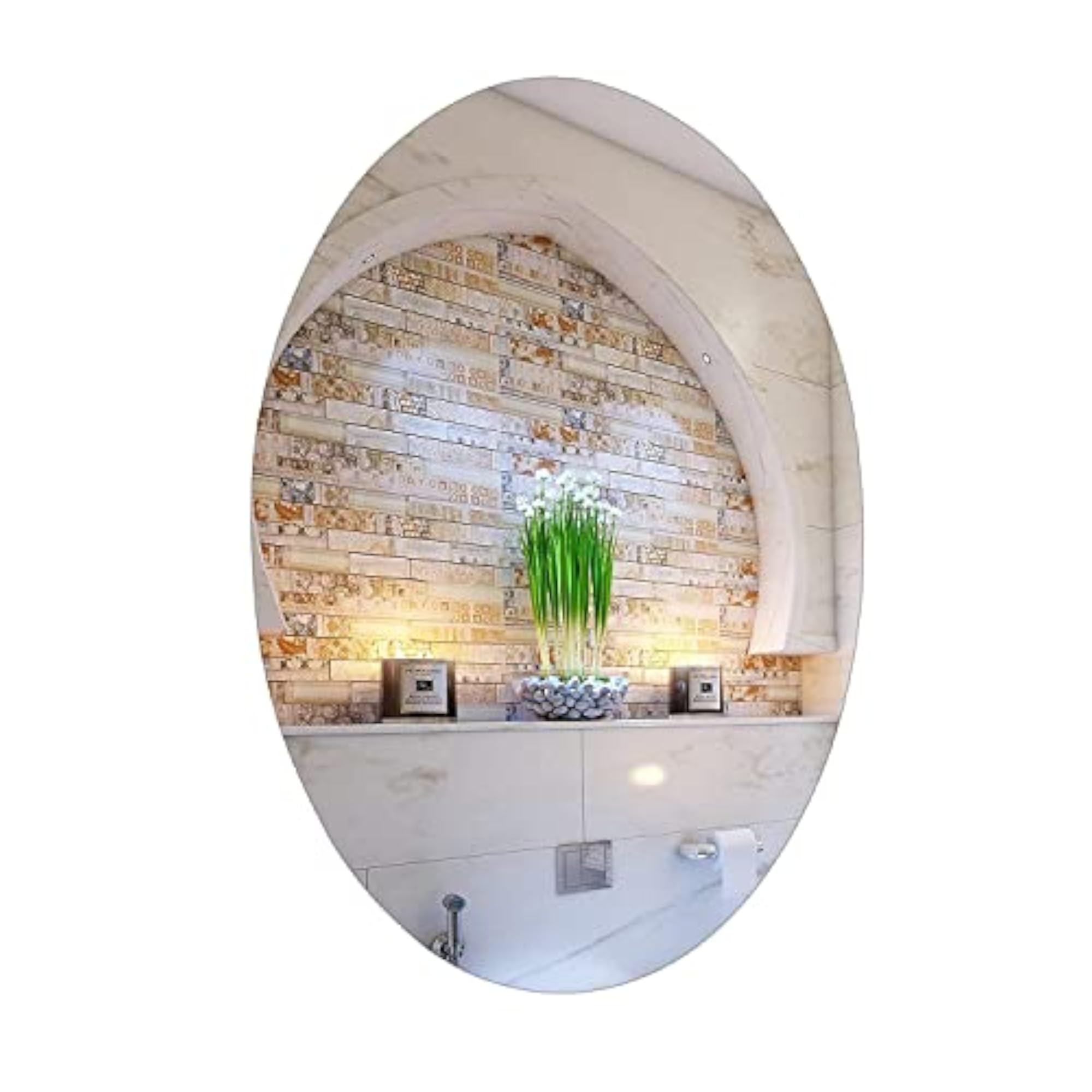 Self Adhesive Plastic Oval Mirror for Wall Stickers, 30x20 cm