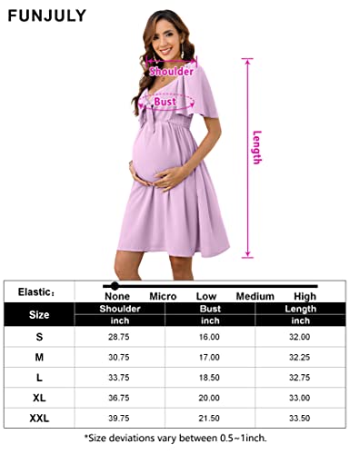 Funjuly LXT-PBY_0YLCE39N Maternity Dresses For Baby Shower Women'S Knotted V Neck Knee Length Wrap Baby Shower Dress Pink M thumb #7