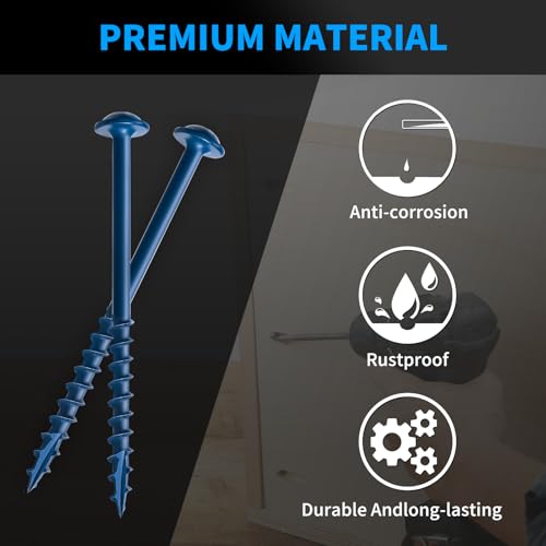 Pocket Hole Screws 2-1/2 Inch, FIXLINK Pocket Screws #8 X 2-1/2", 325 PCS, Above 1000 Hour Salt Spray Blue Coated Pocket Hole Screw for Outdoor, Square Drive, 150MM Drive Bit Included by FIXLINK - Image 9