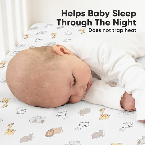 Image of KeaBabies 2-pk Organic Cotton Crib Sheets for Boys Girls 52x28 (KeaSafari) | Fitted Crib Mattress Sheet Neutral, Breathable Cover for Baby Bed Set, Toddler Mattress, Soft & Cute Prints