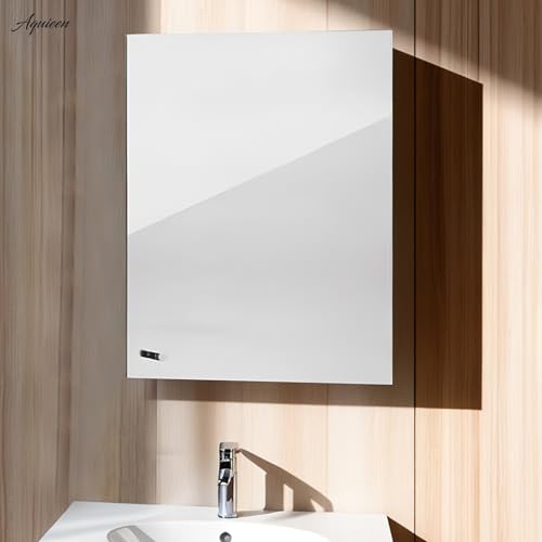 Image of Aquieen Stainless Steel Bathroom Mirror Cabinet, Wall-Mounted, Single Door, with Adjustable Shelves, Storage Cabinet for Home and Commercial Use (14 inch X 20 inch)