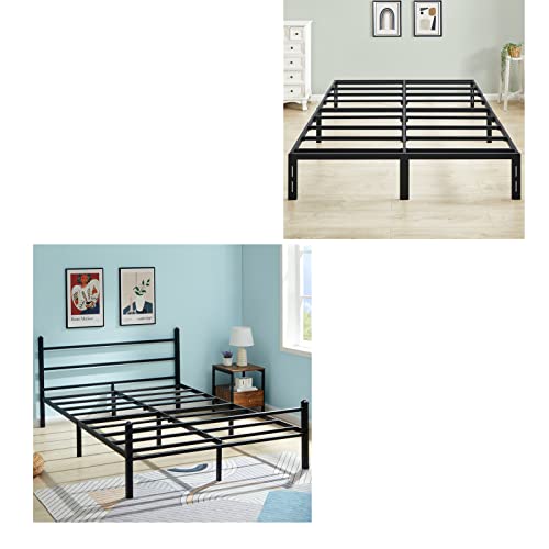 Greenforest Full Size Bed Frame Quick Lock Heavy Duty Metal Platform And Full Size Bed Frame With Headboard #TOP16