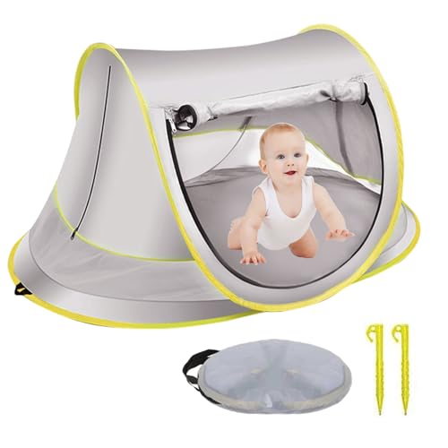Baby Beach Tent Pop Up Uv Protection Upf 50+ Pop Up Sun Shade Toddler, Beach Sun Shade Easy Set Up Umbrella Baby For Traveling, Hiking, Camping, Fishing (Grey-L)