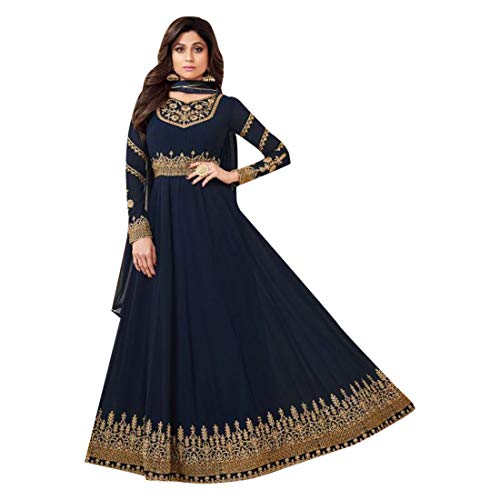 Blue Indian Ethnic Anarkali Salwar Kameez Lunghe Donne Musulmane Vestono Bollywood Abaya Designer Wedding 7546