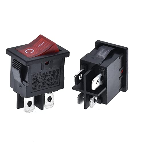 Commutateur encastrable 21x15mm avec voyant LED rouge et bascule marche arrêt 10A