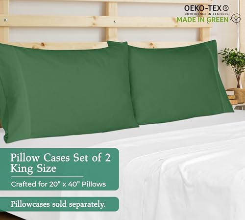 Image of Royale Linens King Pillowcase Set of 2 - Bed Pillow Cover - 20 inch x 40 inch - Pillowcases - 1800 Brushed Microfiber, Wrinkle & Fade Resistant - Soft & Cozy- King Size Pillow Case (Hunter Green)